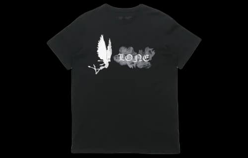 VLONE Smoke Demon Angel Pattern Alphabet Logo Short Sleeve Couple Style Black