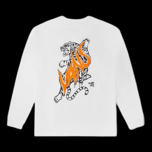 Vans Embroidered Logo Round Neck Long Sleeves Couple Style White