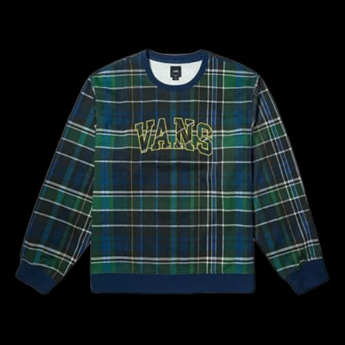 Vans Plaid Pullover Crew Fleece Sweatshirt 'Green'