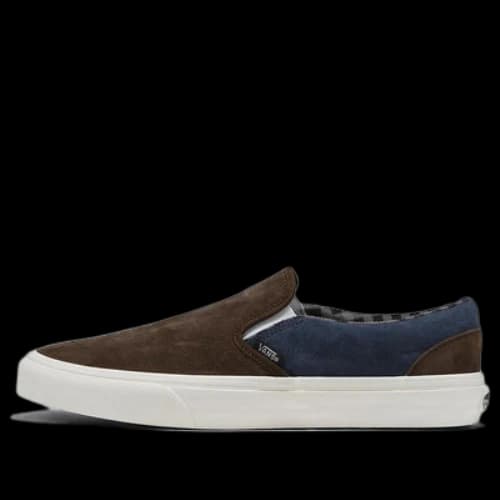 Vans Classic Slip-On Pig Suede Shoes 'Plaid Brown Navy'