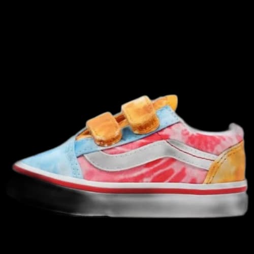 Vans Old Skool Tie Dye Block Velcro 'Blue Red Yellow'