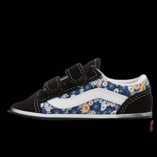 Vans Toddler Floral Old Skool Velcro 'Black Blue'