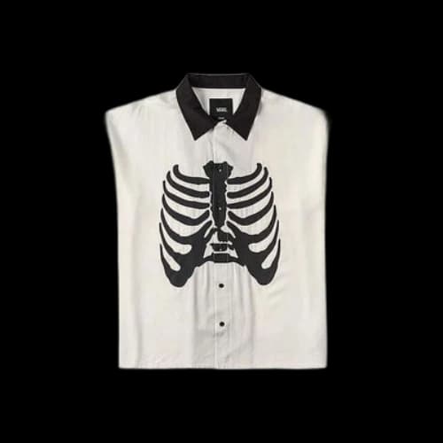 Vans Skeleton Short Sleeve Shirt 'Beige Black'