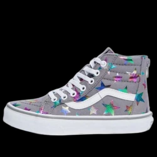 (GS) Vans Foil Stars SK8-Hi Zip Shoes 'Grey White'