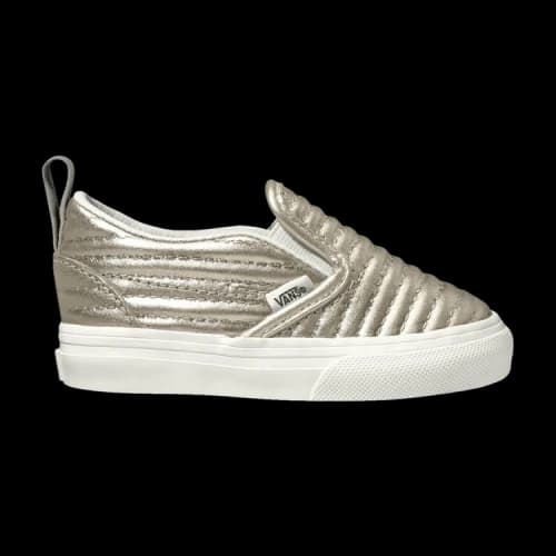 Vans Slip-On V Toddler 'Moto Leather - Metallic Silver'