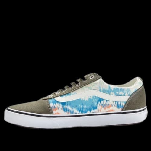 Vans Ward Low Tops Casual Skateboarding Shoes White Green Unisex Multi-Color Tie Dye 'White Army Green Blue'
