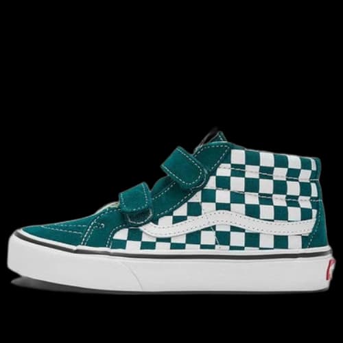 Vans SK8-Mid Mid-Top Casual Skate Shoes Kids Green White Grid