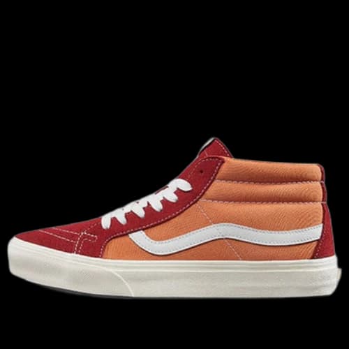Vans Sk8-mid Retro Mid-Top Casual Skate Shoes Unisex Red Orange Splicing 'Orange Red'