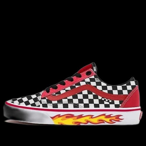 Vans Customs Checkerboard Flame Old Skool Black/RedChessboard Blackred