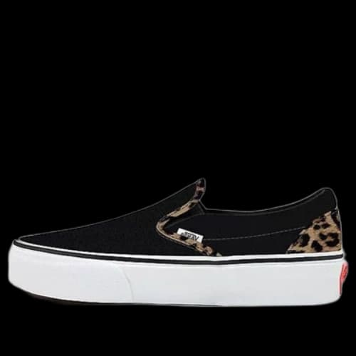 Vans Customs Black Leather Leopard Slip-on