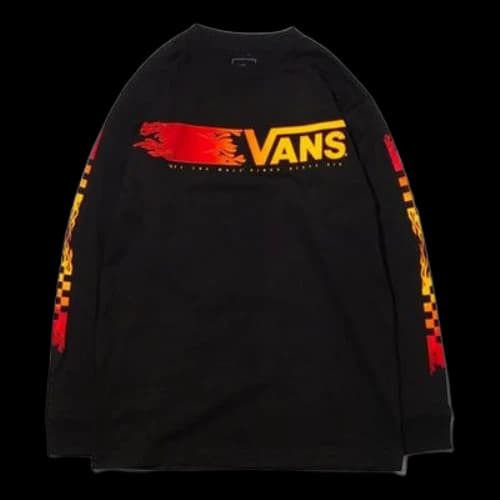 Vans Mens L/S Red Printing Round Neck Black