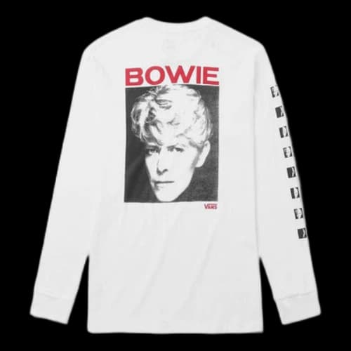 Vans David Bowie Serious Moonlight Back Printing Sports Long Sleeves White
