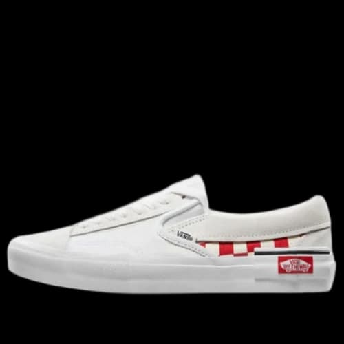 Vans Slip-On Cap Low Top Skate Shoes Unisex Red Grid White