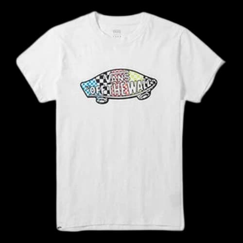 Vans Skateboard Multi-Color Logo Printing Short Sleeve White (Women's)