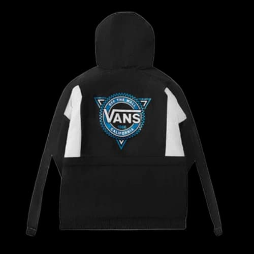Vans Contrast Color Stitching hooded track Jacket Couple Style Black