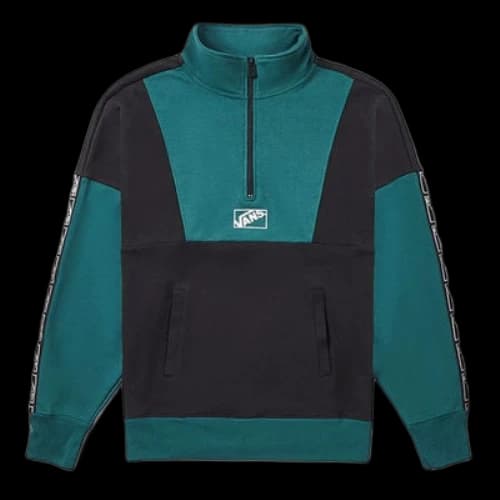 Vans Unisex Half Zipper Sweatshirt Black/Green Black-Green