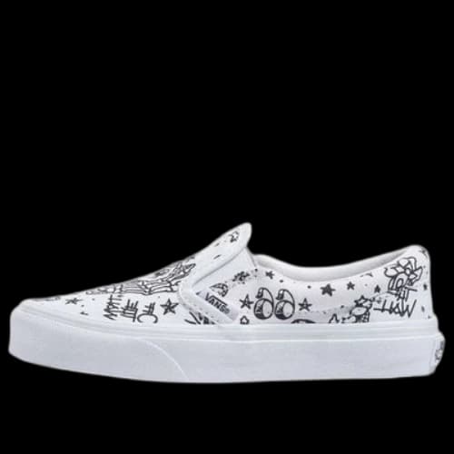 Vans Classic Slip-on Kids Cartoon 'Black White'