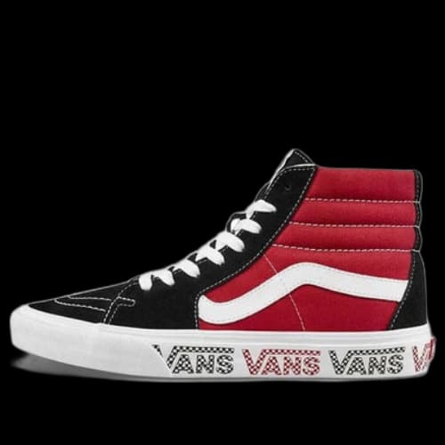 Vans SK8-HI Sidewall Logo Black Racing Red Suede Skate Shoes 'Black Racing Red'