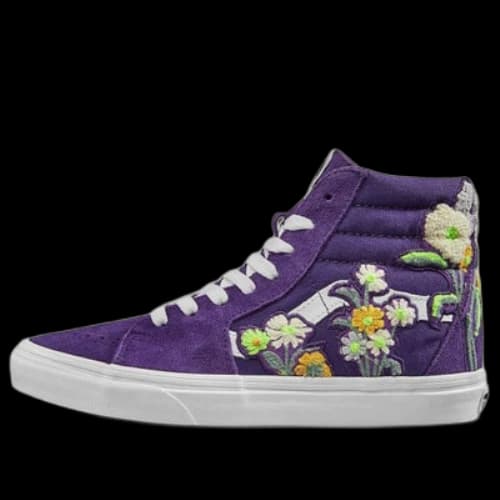 Vans SK8-HI Floral Boucle Sneaker In Violet Indigo/ True White