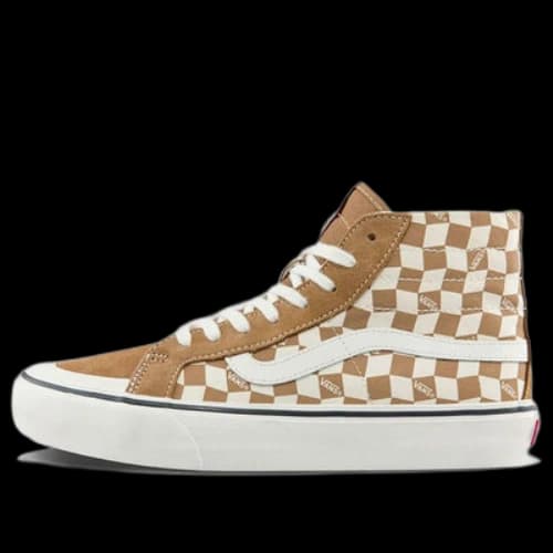 Vans SK8-Hi High Top Casual Skate Shoes Unisex Brown White Grid