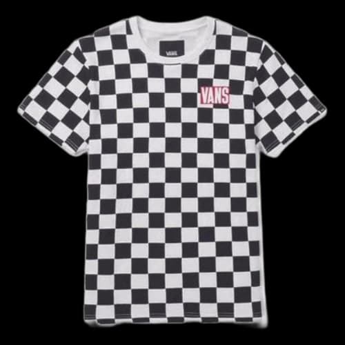 Vans Logo Grid Printing Colorblock Short Sleeve Couple Style Black