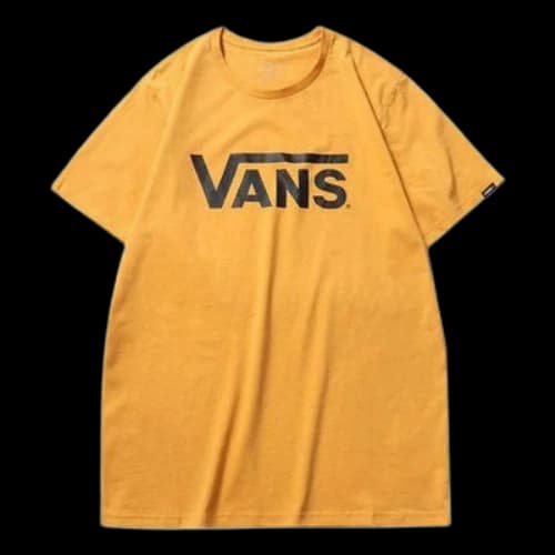 Vans Classic Logo Casual Sports Printing Short Sleeve Couple Style Yellow