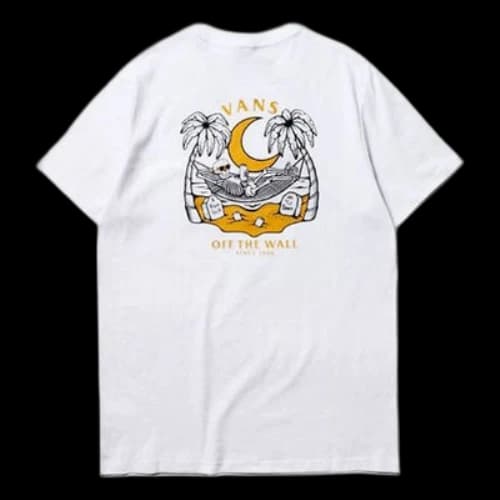 Vans Cartoon Printing Round Neck Short Sleeve White