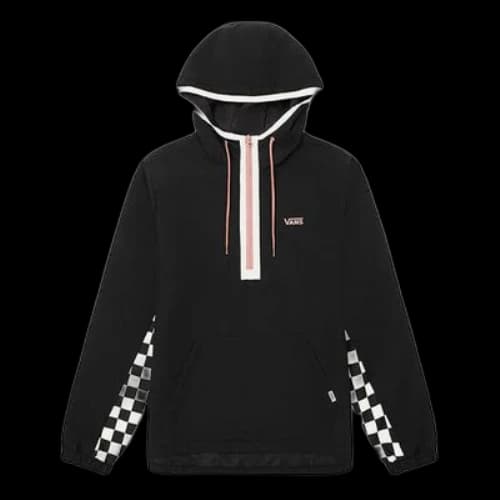 Vans Cuff Grid Half Zipper hooded Pullover Sports Jacket Black (Women's)