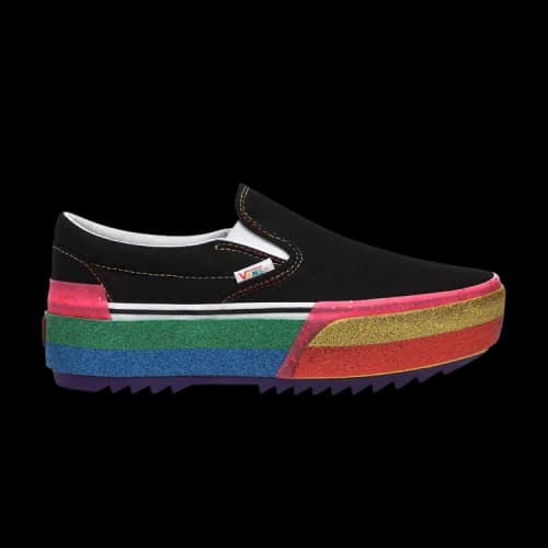 Vans Classic Slip-On Stacked Platform 'Glitter - Black Rainbow'