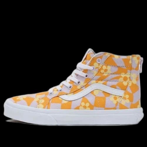 Vans SK8-HI Zip Wear-resistant Casual Skateboarding Shoes Big Boys Orange White