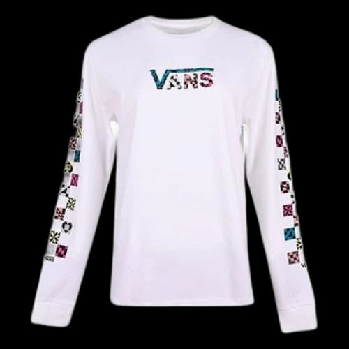 Vans Checkerboard Logo long Sleeve White (Women's)