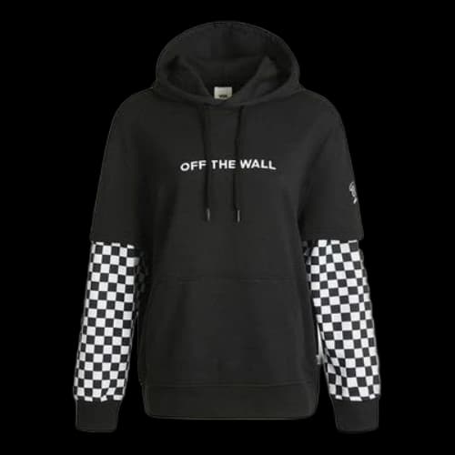 Vans Logo Embroidered Checkerboard Print Hoodies 'Black White' (Women's)