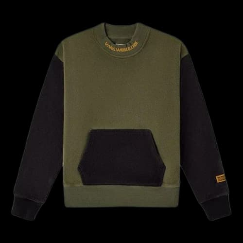 Vans AP World Code Mock Fleece Crew Sweater 'Green Black' (Women's)
