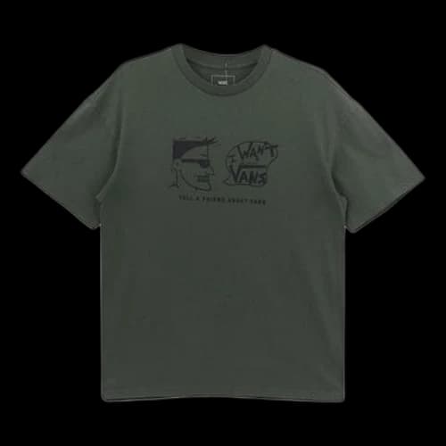 Vans Cartoon Breathable Athleisure Casual Sports Round Neck Short Sleeve Dark Green