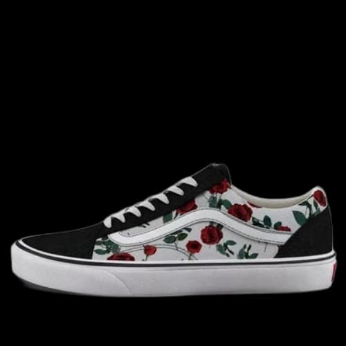 Vans Old Skool Rose Print Shoes 'Black White'