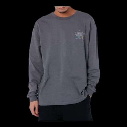 Vans Letter Printed Round Neck Pullover Long Sleeve T-shirt 'Grey'