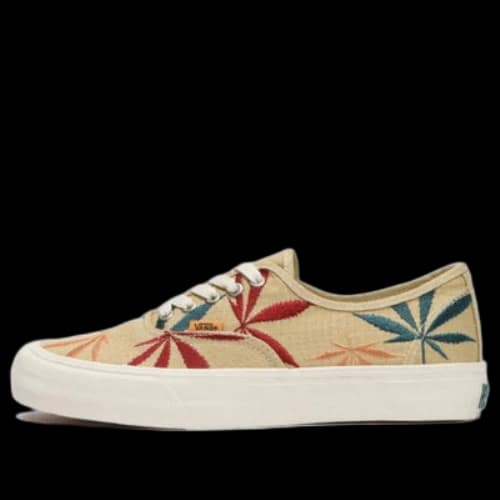Vans Authentic Low Tops Casual Skateboarding Shoes Unisex Light Brown Embroidered 'Light Brown Red Blue'