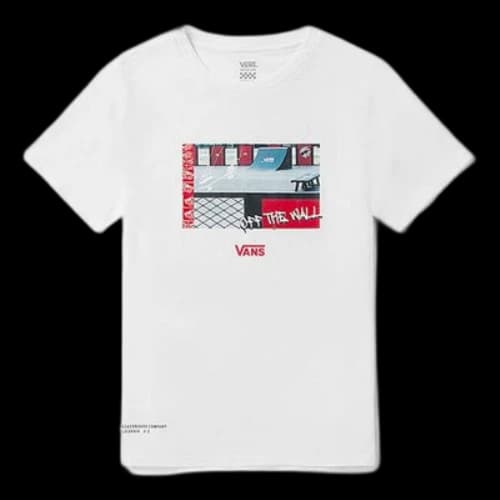 Vans Retro Printing Sports Round Neck Short Sleeve White (Women's)
