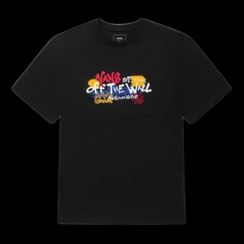Vans Graffiti Alphabet Cartoon Printing Sports Loose Short Sleeve Couple Style Black