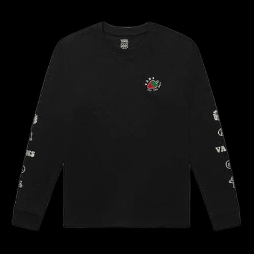 Vans Strawberry Printing Round Neck Pullover Long Sleeves Black (Women's)