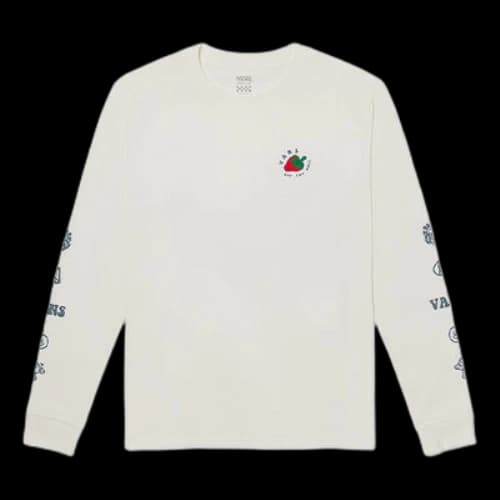 Vans Strawberry Printing Round Neck Pullover Long Sleeves Creamy White (Women's)