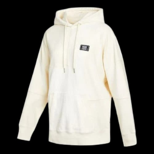 Vans corduroy Solid Color Splicing Hoodie Creamy White (Women's)