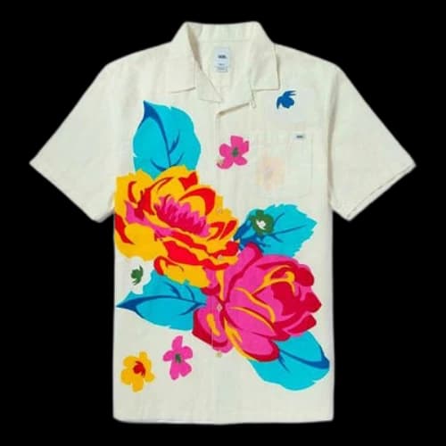 Vans Flower and Plants Print Leisure Short Sleeve Shirt Beige/White
