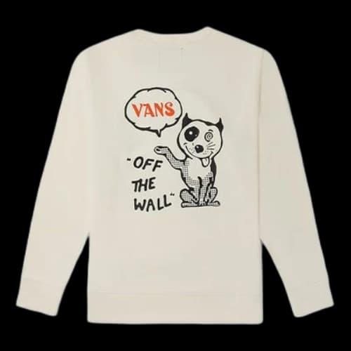 Vans Funny Pattern Pullover Round Neck Sports Couple Style Creamy White