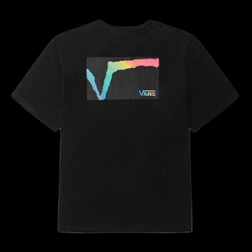 Vans Rainbow Funny Logo Loose Round Neck Short Sleeve Couple Style Black