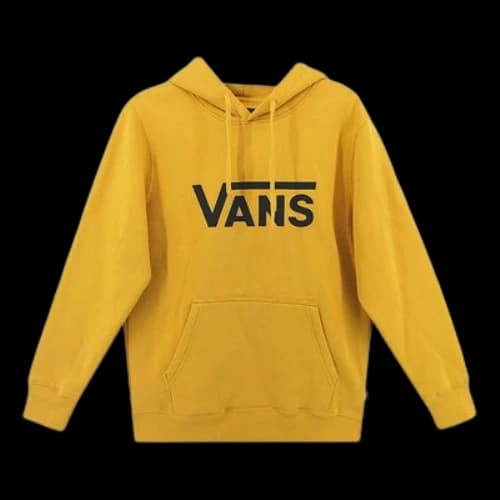 Vans Contrasting Colors Alphabet Logo Hooded Pullover Fleece Lined Stay Warm Yellow