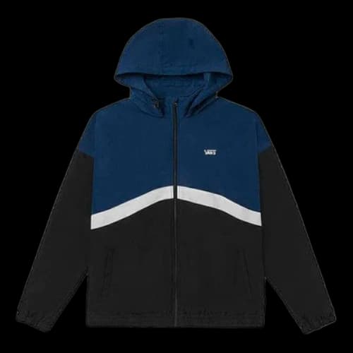 Vans Colorblock Zipper Casual Hooded Jacket Blue