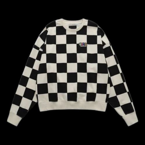 Vans Checkerboard Round Neck Pullover Sweatshirt 'Black White'