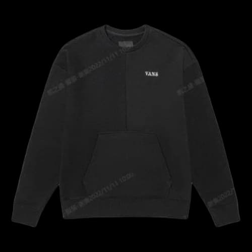 Vans Embroidered Logo Splicing Pullover Unisex Black