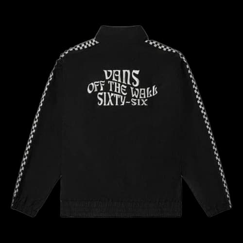 Vans SS22 Grid Printing Zipper Jacket Couple Style Black